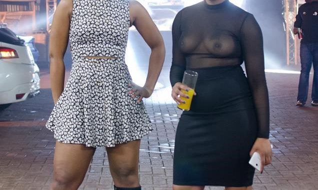 Zodwa Wabantu takes a picture with her naked friend showing black tights