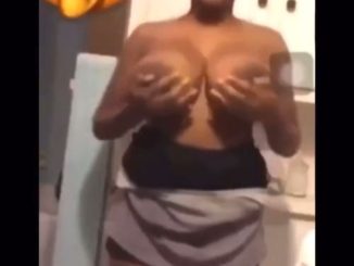 Teen flashing huge brown tits